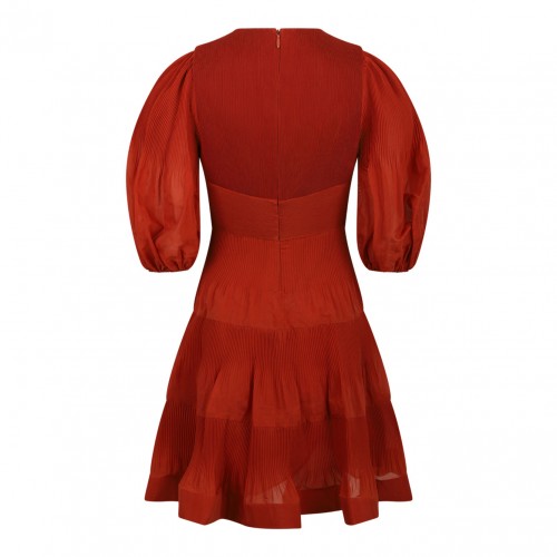 Red Pleated Mini Dress 2