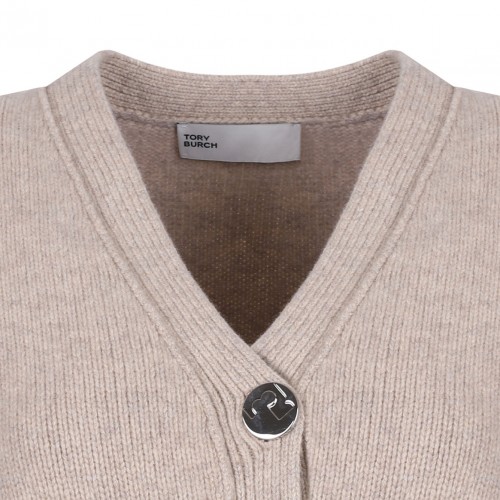 Beige V-Neck Cardigan