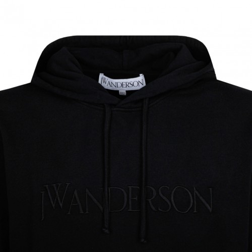 Black Logo Embroidered Hoodie