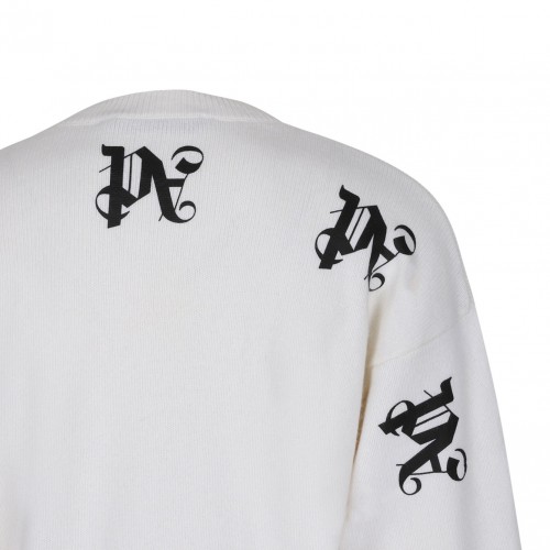 White Monogram Print Jumper