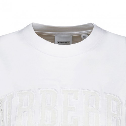 White Cotton Logo Detailing T-Shirt
