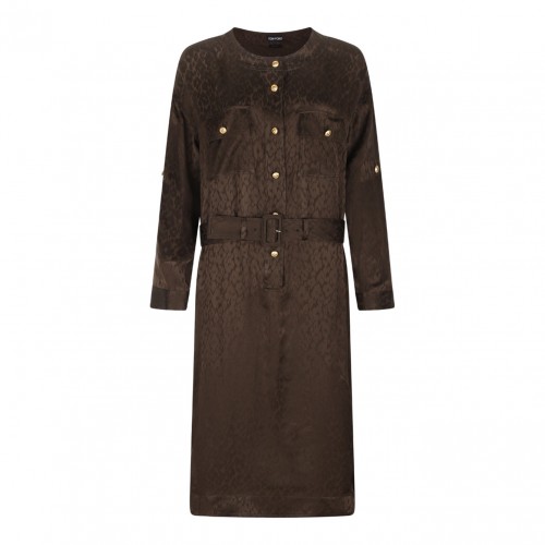 Brown Belted Shirt Dress