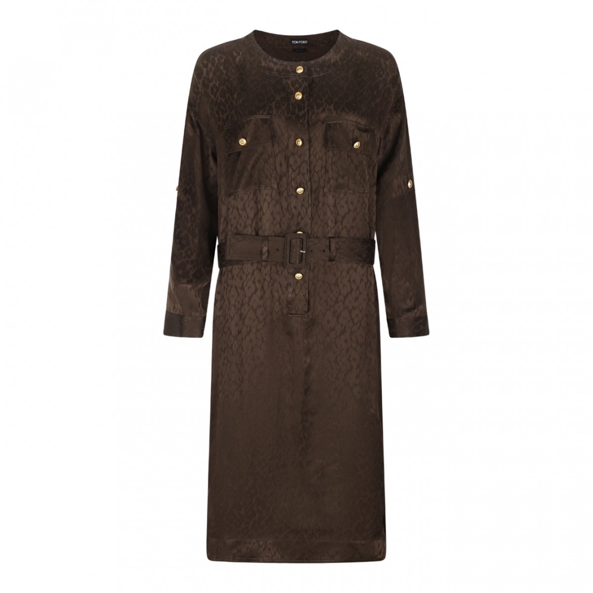Brown Belted Shirt Dress