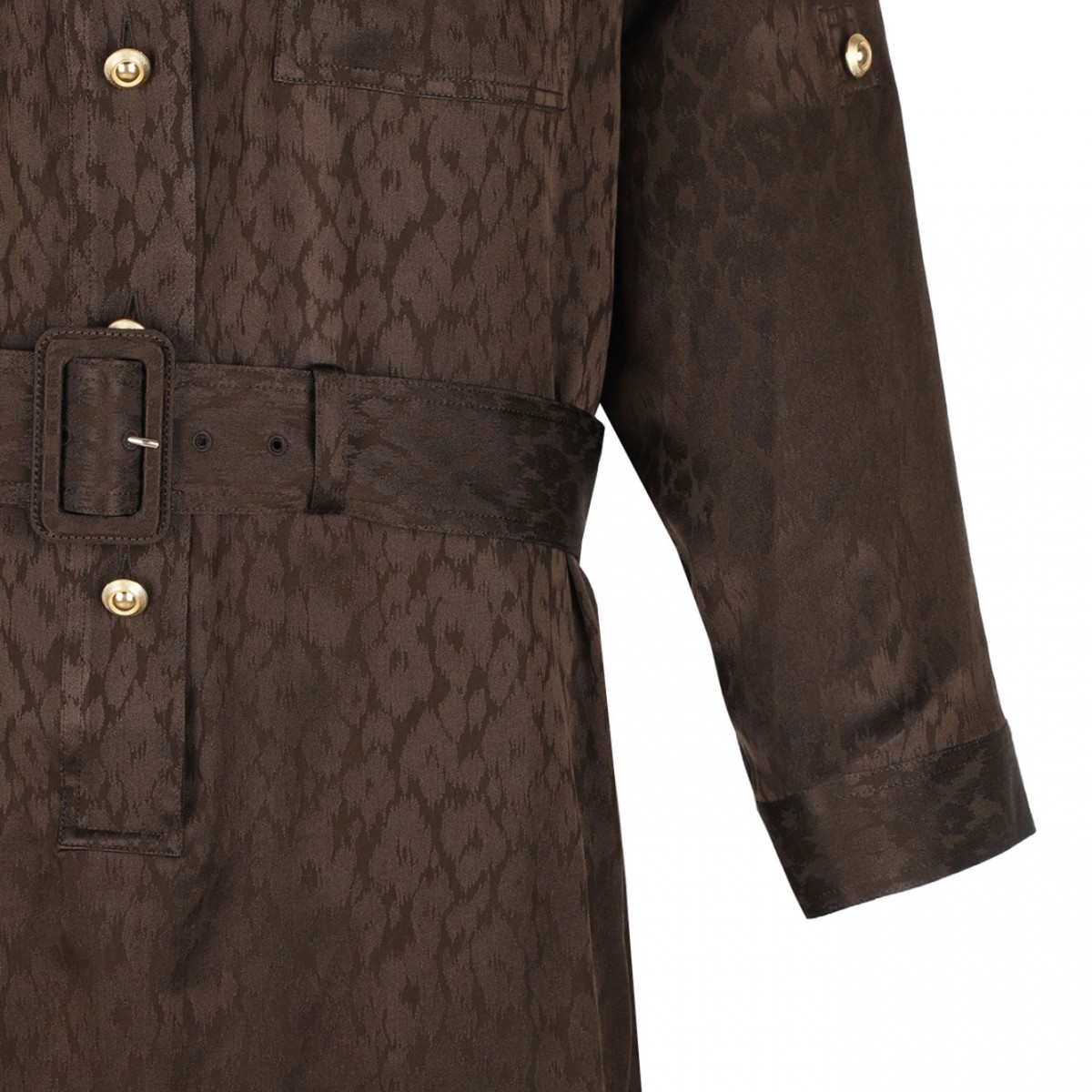 Brown Belted Shirt Dress