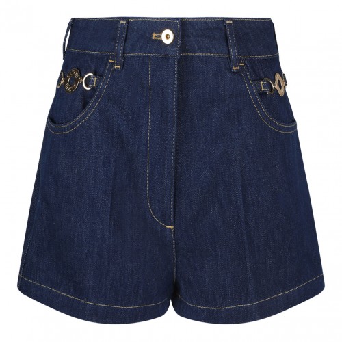 Navy Blue Denim Mini Shorts