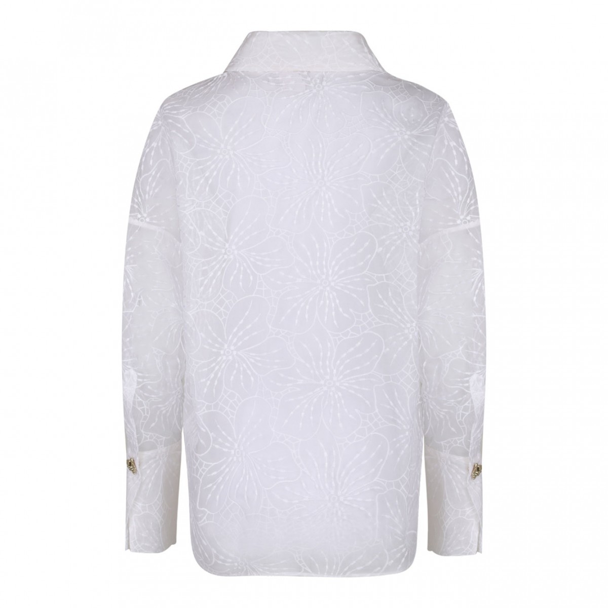 White Orchids Embroidery Shirt