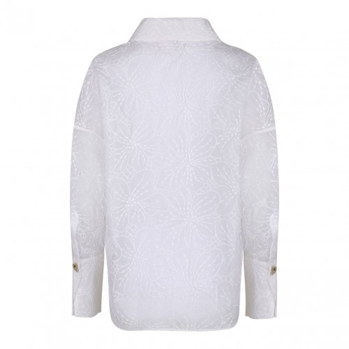 White Orchids Embroidery Shirt