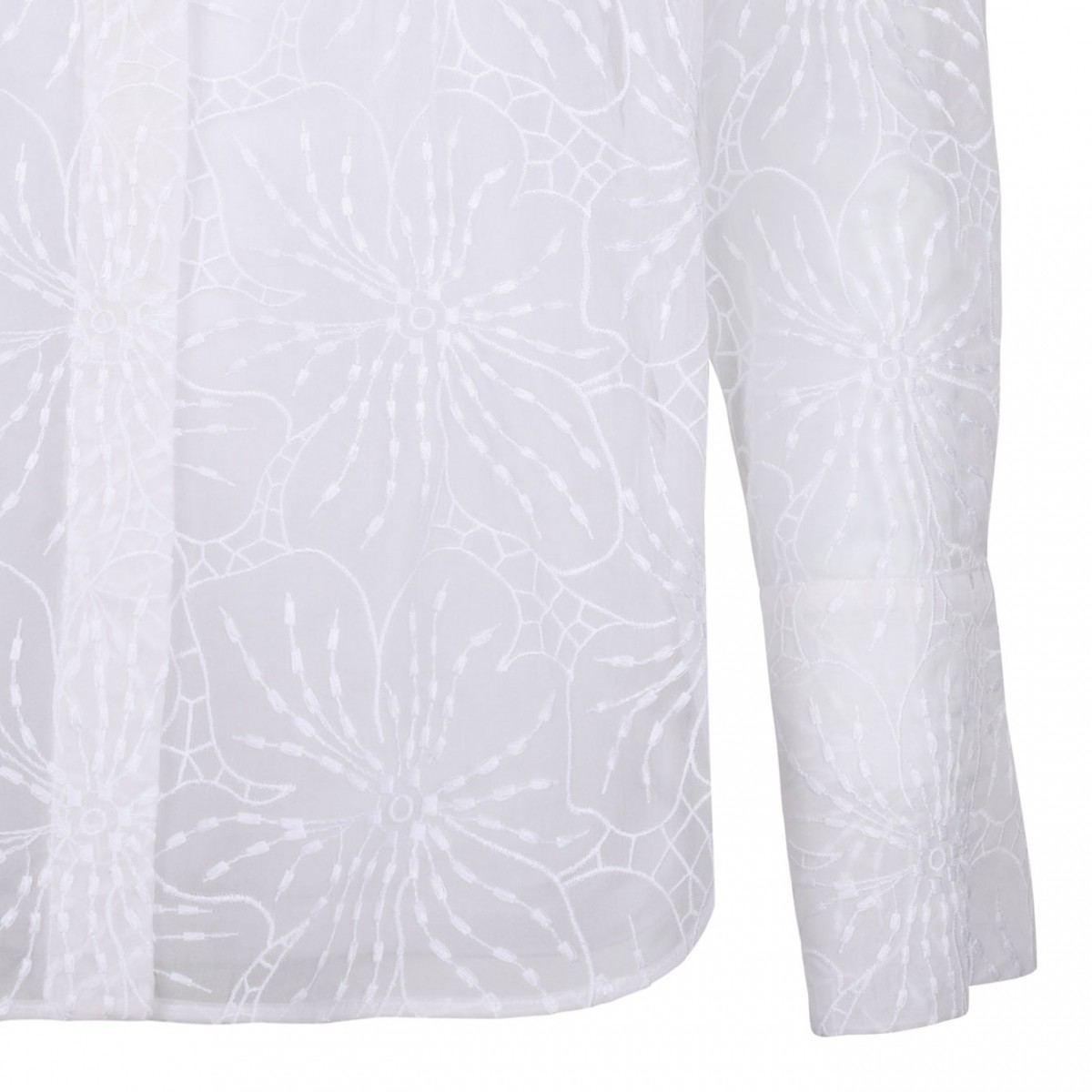 White Orchids Embroidery Shirt