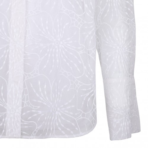 White Orchids Embroidery Shirt