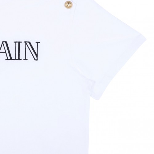 White Logo Embroidered T-Shirt