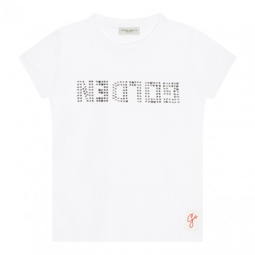 Optic White Cotton Rhinestone Embellished T-Shirt