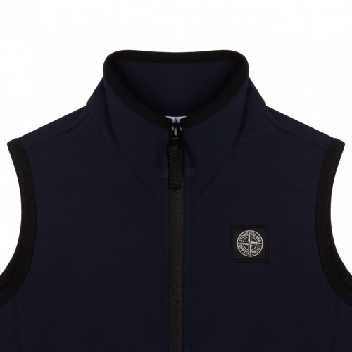 Navy Blue Logo Patch Shell Gilet