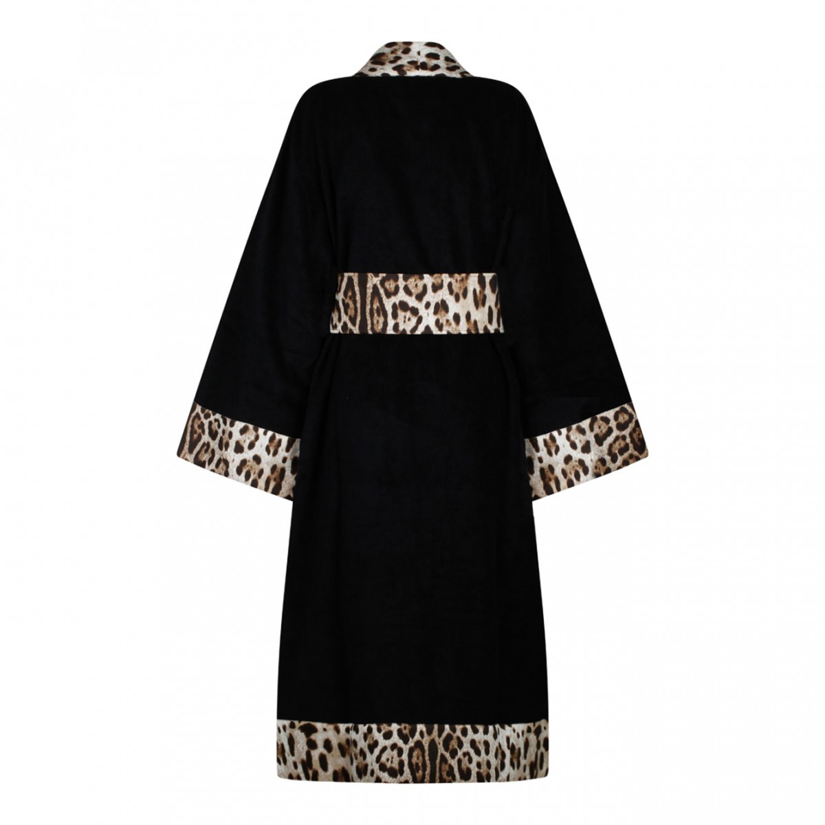 Leopard Print Trim Bathrobe