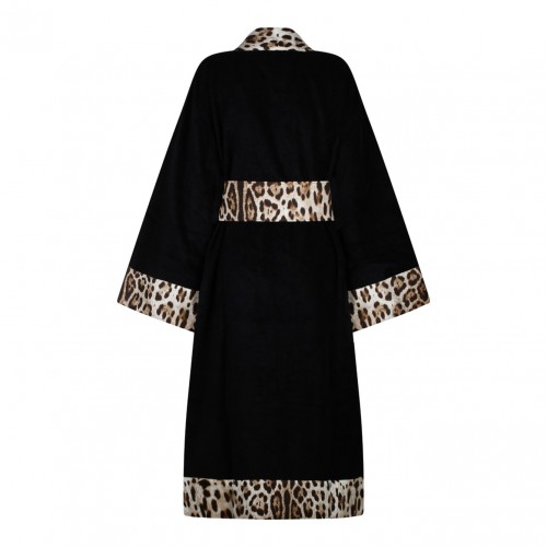 Leopard Print Trim Bathrobe