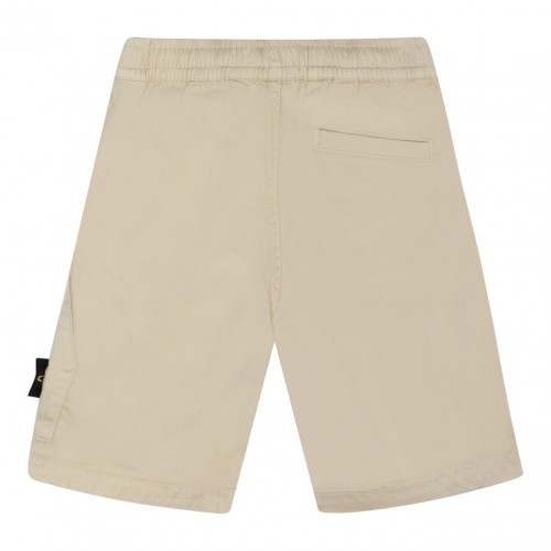 Beige Cotton Blend Cargo Style Shorts 2