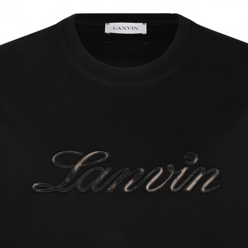 Black Logo Embroidered T-Shirt