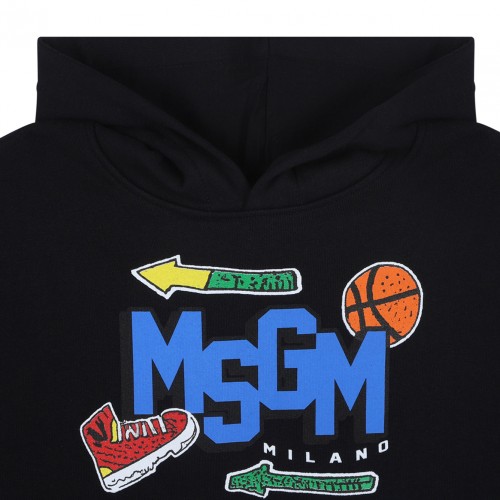 Black Logo Print Hoodie