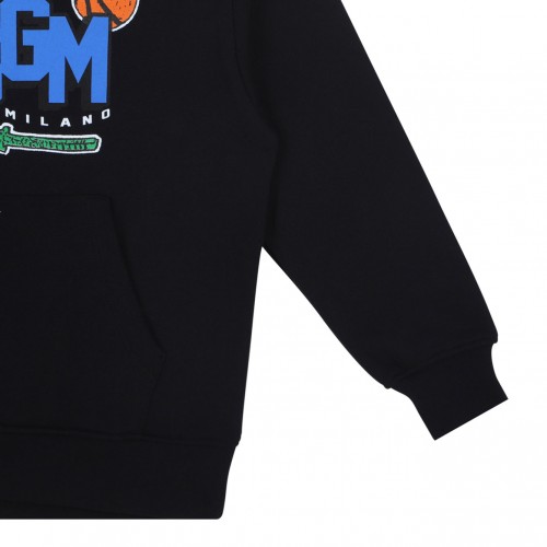 Black Logo Print Hoodie