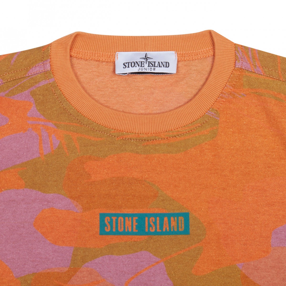 Orange Logo Print Camouflage T-shirt