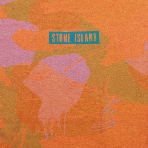 Orange Logo Print Camouflage T-shirt