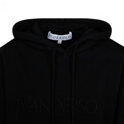 Black Logo Embroidered Hoodie