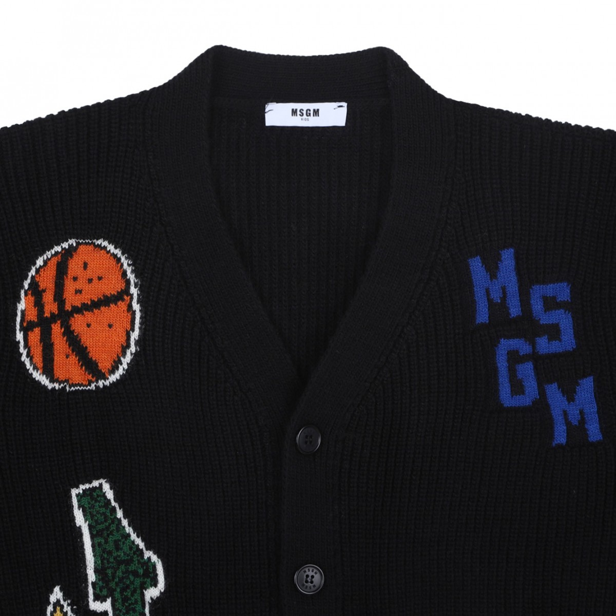 Black Intarsia Knit Cardigan