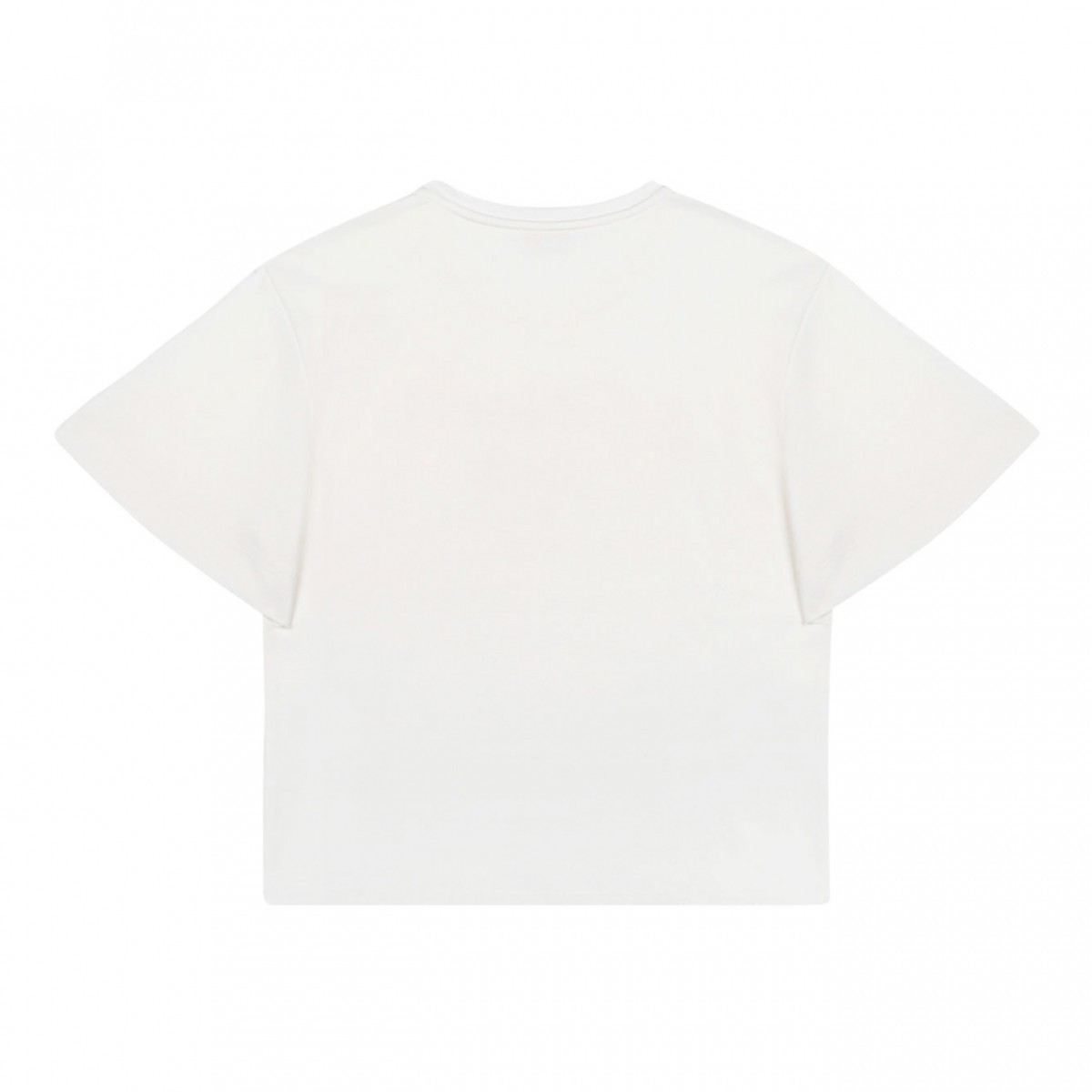 White Embroidered Carved Logo T-Shirt