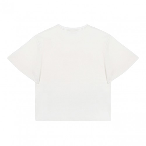 White Embroidered Carved Logo T-Shirt