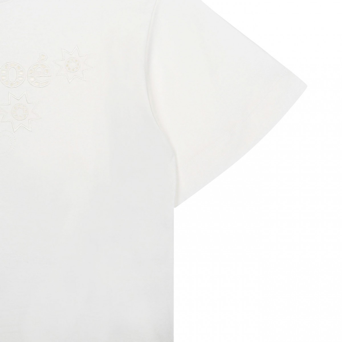 White Embroidered Carved Logo T-Shirt