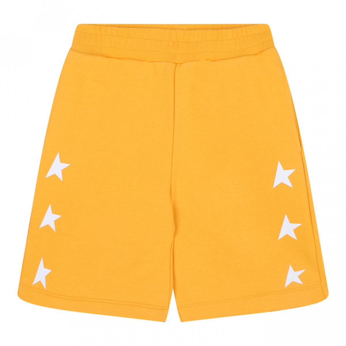 Warm Apricot and White Logo-Print Bermuda Shorts