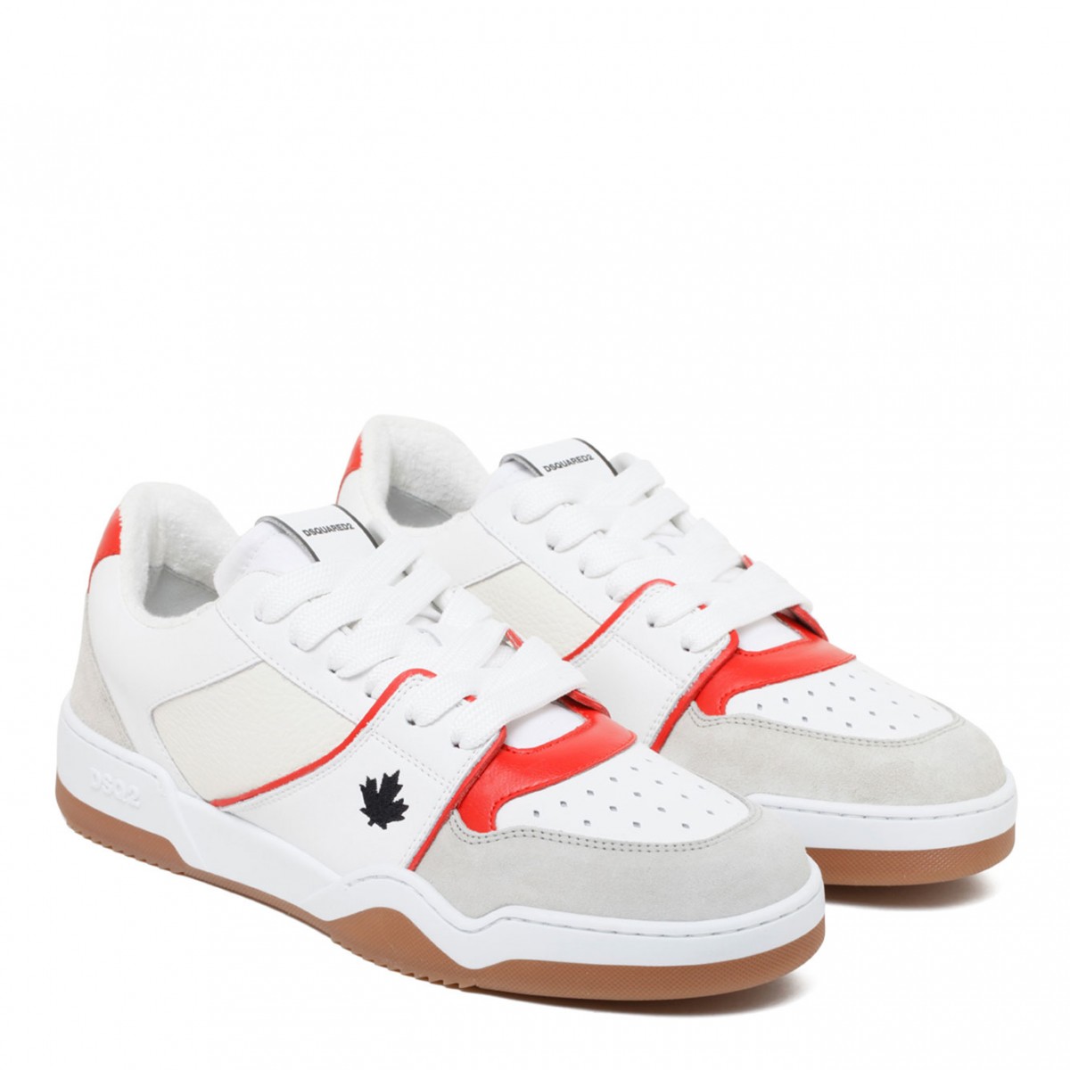 White and Red Spiker Sneakers