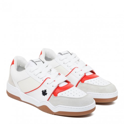 White and Red Spiker Sneakers