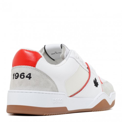 White and Red Spiker Sneakers