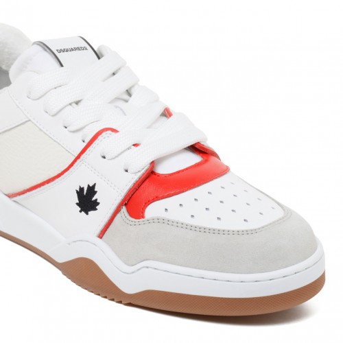 White and Red Spiker Sneakers