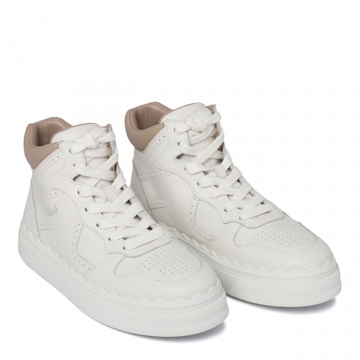 White and Beige Lauren Sneakers