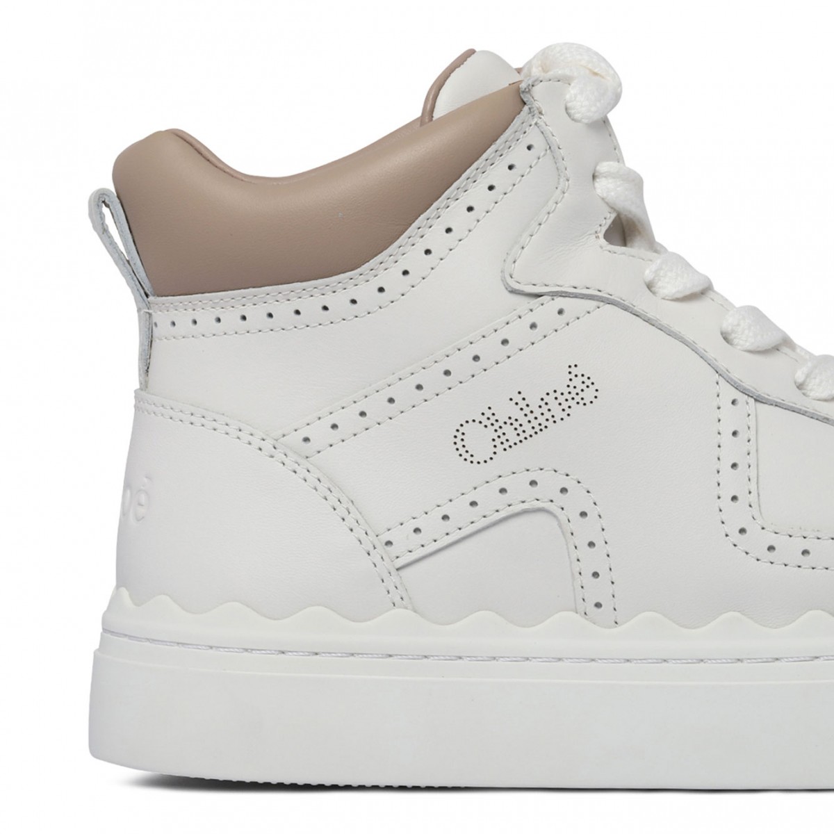 White and Beige Lauren Sneakers