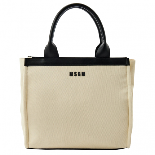 Cream and Black Tote Bag