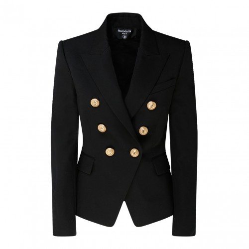 Black Wool Double Breasted Blazer