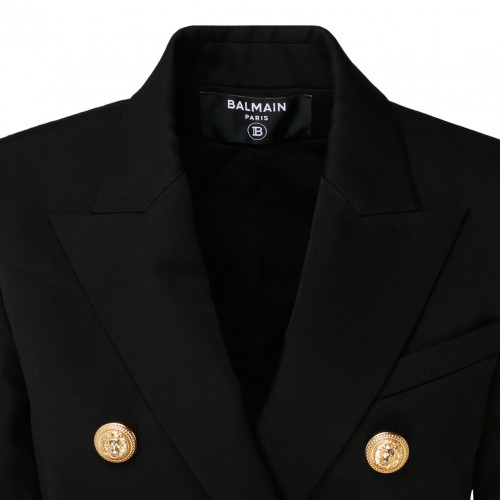 Black Wool Double Breasted Blazer