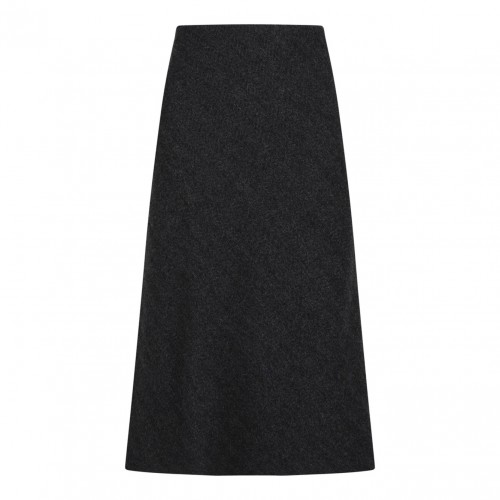 Dark Grey Herringbone Trapeze Skirt