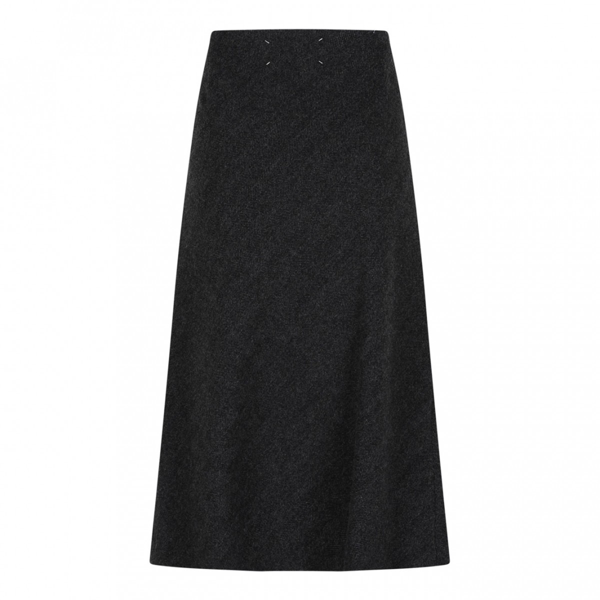 Dark Grey Herringbone Trapeze Skirt