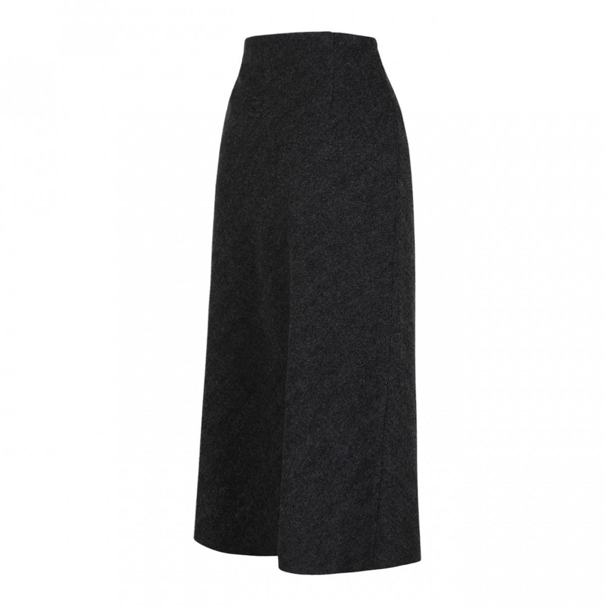 Dark Grey Herringbone Trapeze Skirt
