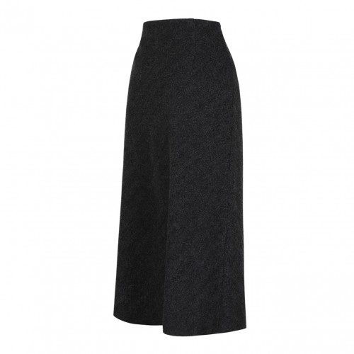 Dark Grey Herringbone Trapeze Skirt