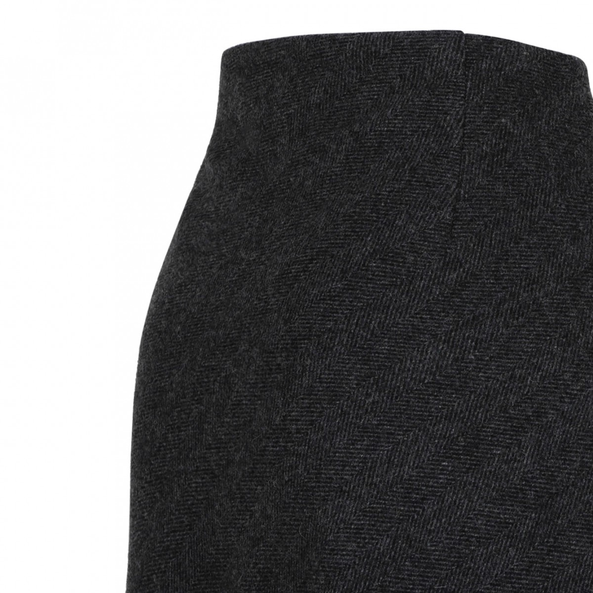 Dark Grey Herringbone Trapeze Skirt