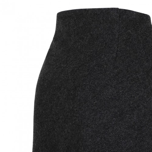 Dark Grey Herringbone Trapeze Skirt