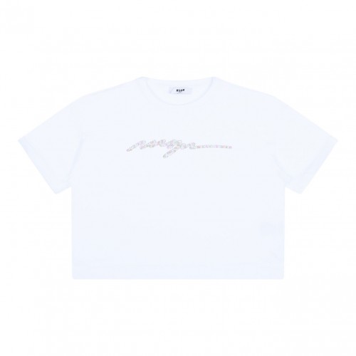 White Logo Embellished T-Shirt