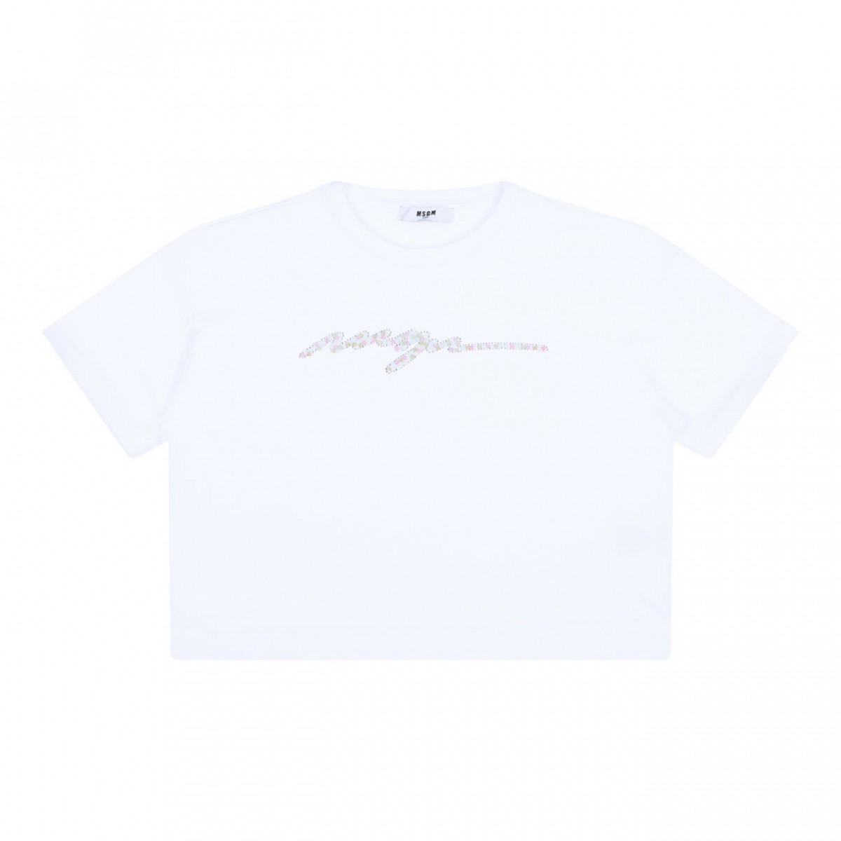 White Logo Embellished T-Shirt