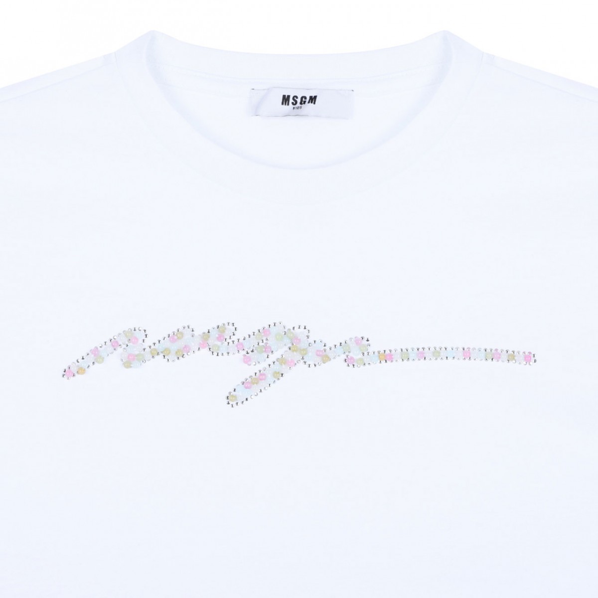 White Logo Embellished T-Shirt