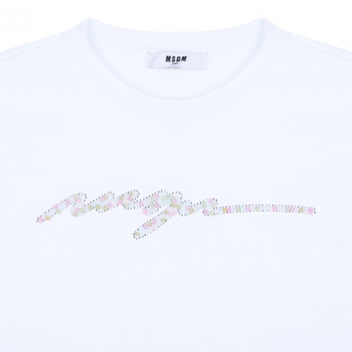 White Logo Embellished T-Shirt