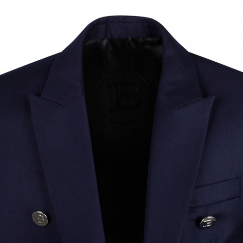 Blue Embossed Buttons Blazer